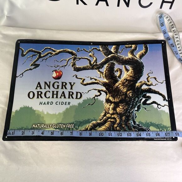 Angry Orchard Hard Cider 2012 11.5x18” Tin Tacker Bar Sign 7.6oz - Picture 3 of 5
